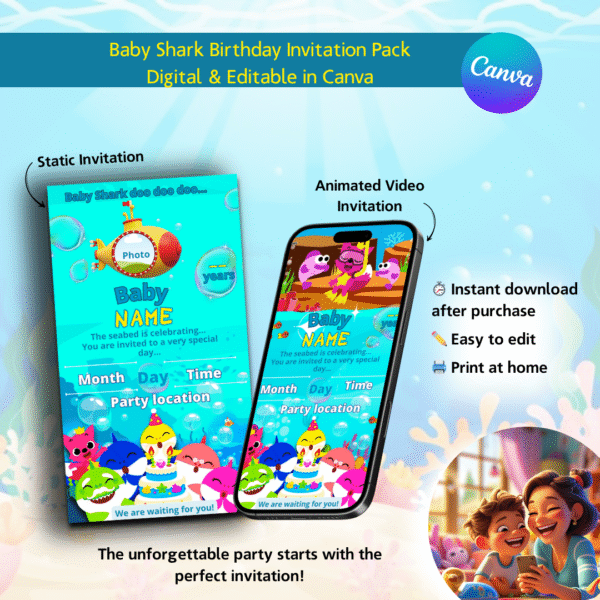 Baby Shark Birthday Invitation