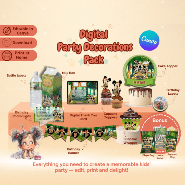 Mickey & Minnie Safari Party Decorations Kit