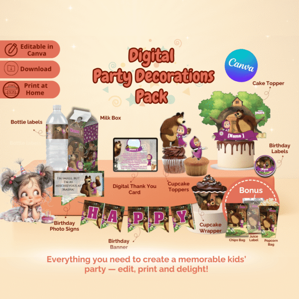 Masha and the Bear Party Decorations Kit