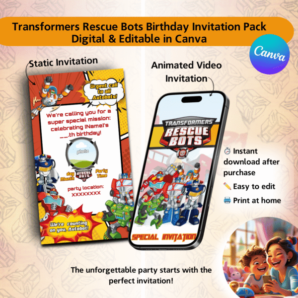 Transformers Bots Birthday invitation