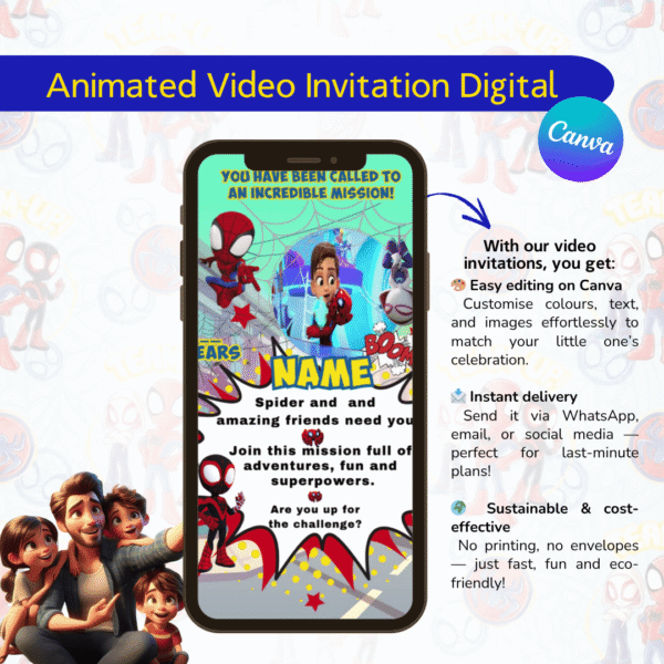 Editable Spidey and  Amazing Friends Birthday Invitatio Kit - Image 2