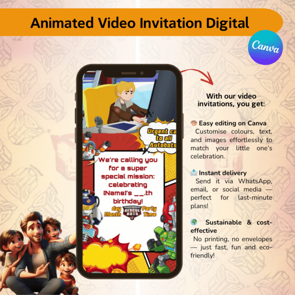 Transformers Bots Birthday invitation - Image 2