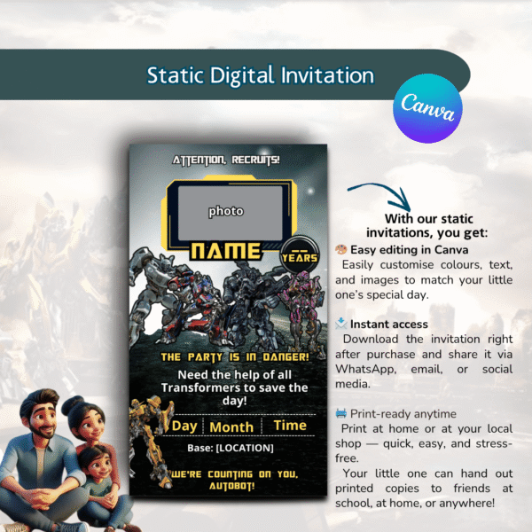 Transformers Birthday Invitation Kit - Image 3