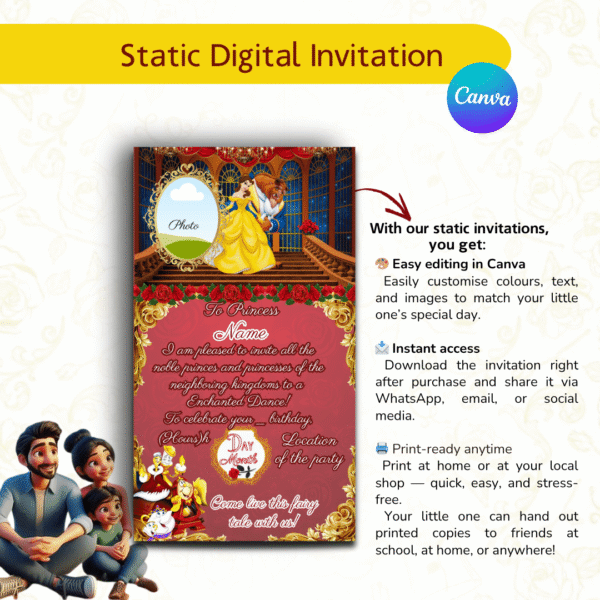 Beauty and the Beast Birthday Invitation Kit - Image 3