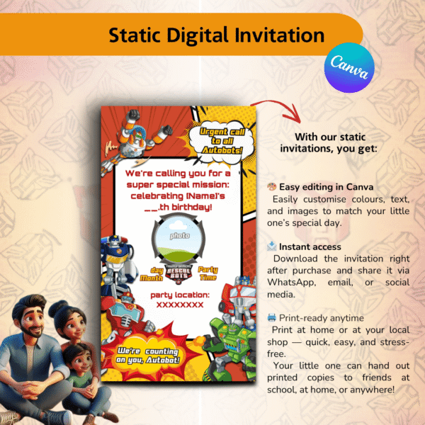Transformers Bots Birthday invitation - Image 3
