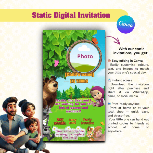 Masha and the Bear Birthday Invitation Kit - Image 3