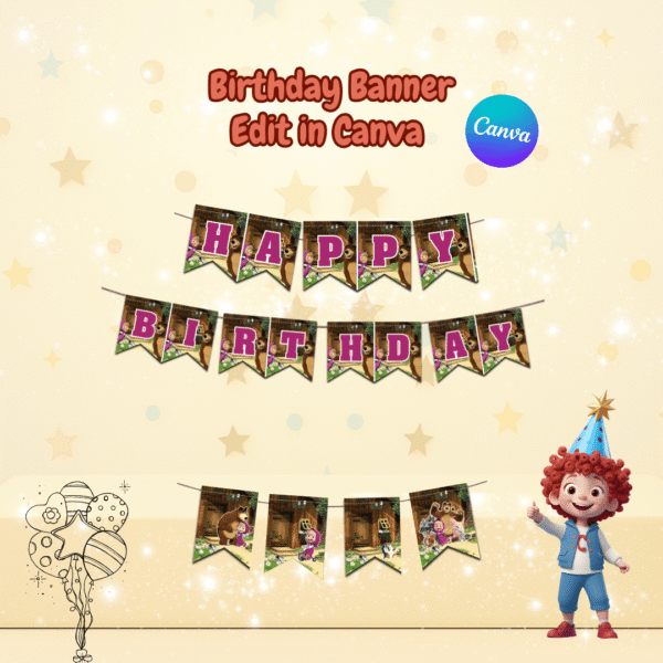 Masha and the Bear Party Decorations Kit - Image 3